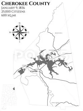 Map of Cherokee County in Alabama Stock Illustration