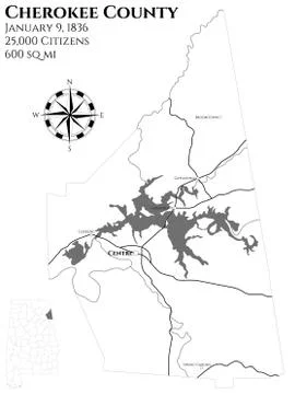 Map of Cherokee County in Alabama Stock Illustration