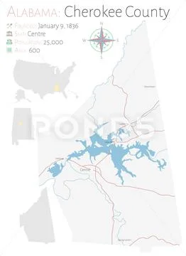 Map of Cherokee County in Alabama Stock Illustration