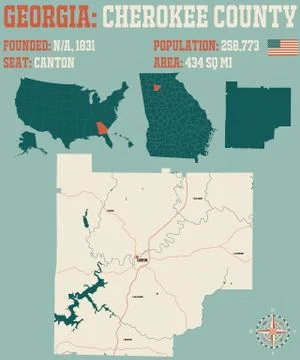 Map of Cherokee County in Georgia Stock Illustration