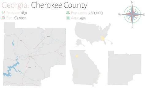 Map of Cherokee County in Georgia Stock Illustration