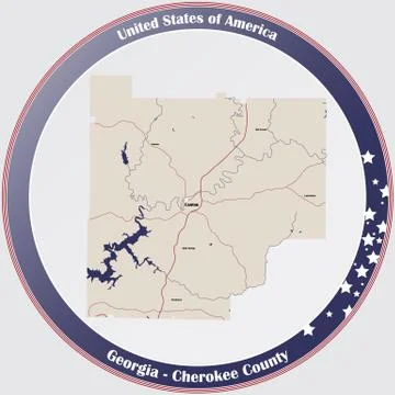 Map of Cherokee County in Georgia Stock Illustration