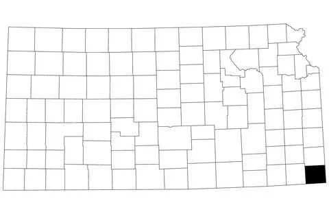Map of Cherokee County in Kansas state on white background. single County m.. Stock Illustration