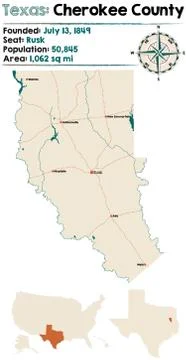 Map of Cherokee county in Texas Stock Illustration