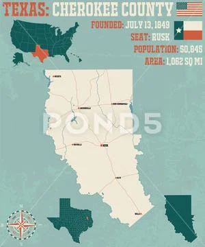 Map of Cherokee county in Texas Stock Illustration