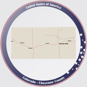 Map of Cheyenne County in Colorado Stock Illustration