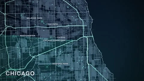 Map of Chicago Stock Footage 340888859