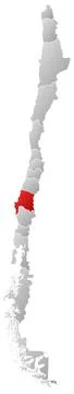 Map of Chile, Bio-Bío highlighted Political map of Chile with the several .. Stock Photos