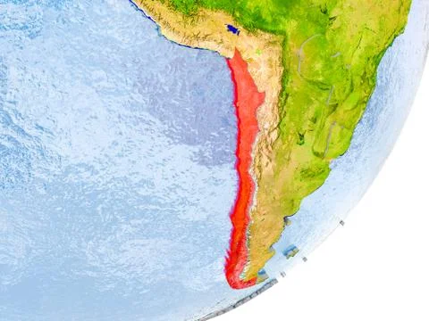 Map of Chile on Earth Stock Illustration