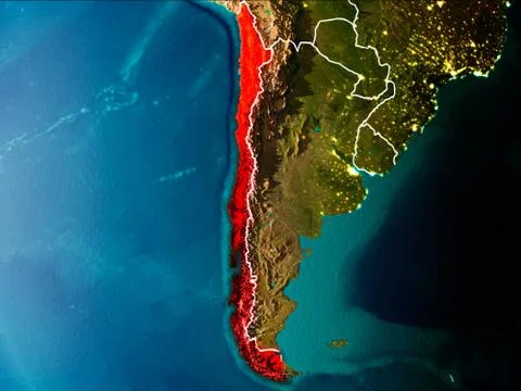 Map of Chile on Earth Illustrazione stock