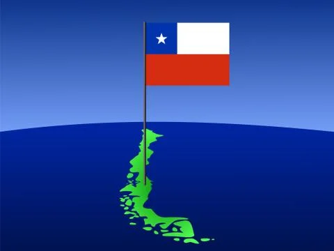 Map of chile with flag Stock Illustration