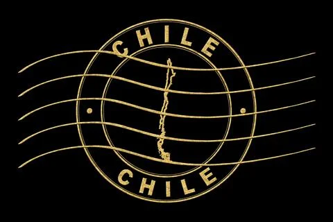 Map of Chile, Postal Passport Stamp, Travel Stamp Stock Illustration