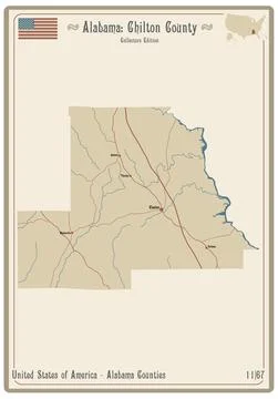 Map of Chilton County in Alabama Stock Illustration