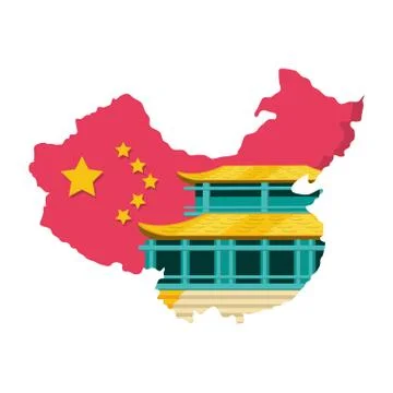 Map china with building isolated icon Ilustración de archivo