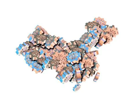 Map of China consisting of gears Stock Illustration