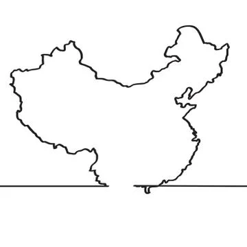 Map of China. Continous line Illustrazione stock