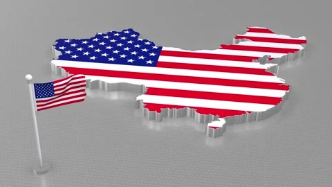 The map of the China is designed with the theme of the USA Flag. Video stock 197644636