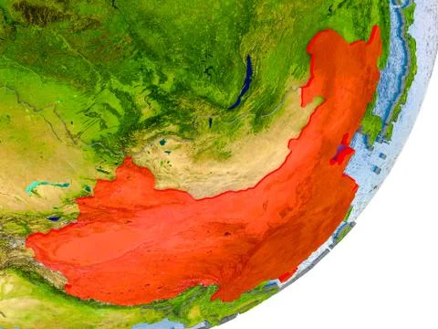 Map of China on Earth Stock Illustration