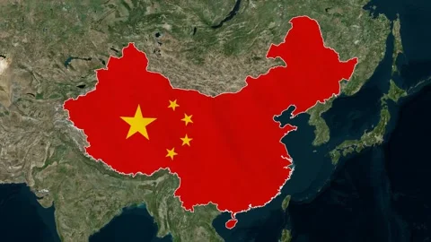Map China with flag, geography of China Stock Footage 309431441