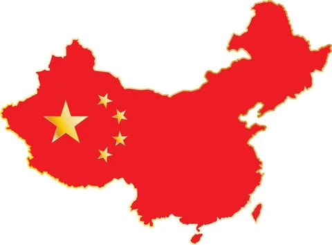 Map of China with flag Stock Illustration
