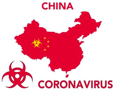 Map of China infected with the supervirus coronavirus 스톡 일러스트