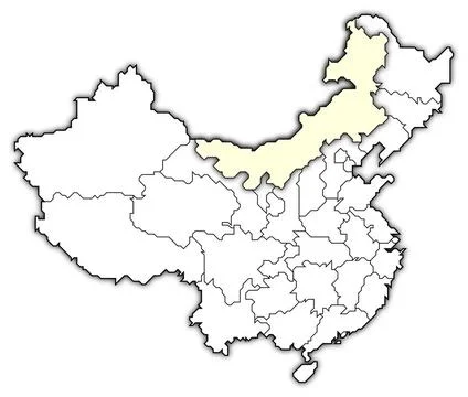 Map of China, Inner Mongolia highlighted Political map of China with the s... Stock Photos