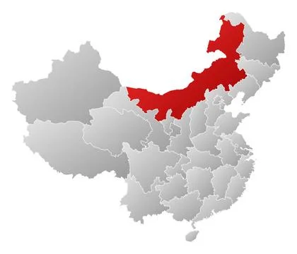 Map of China, Inner Mongolia highlighted Political map of China with the s... Stock Photos