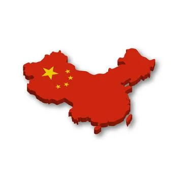 Map of China with national flag, 3D illustration Stock Illustration