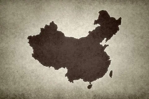 Map of China on a paper Stock Illustration
