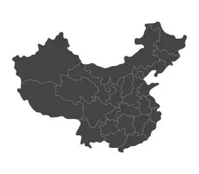 Map china with regions on white background Stock Illustration
