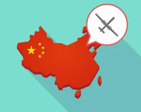 Map of China with a war drone Stock Illustration
