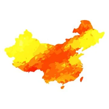 Map of China with a watercolor texture Stock Illustration