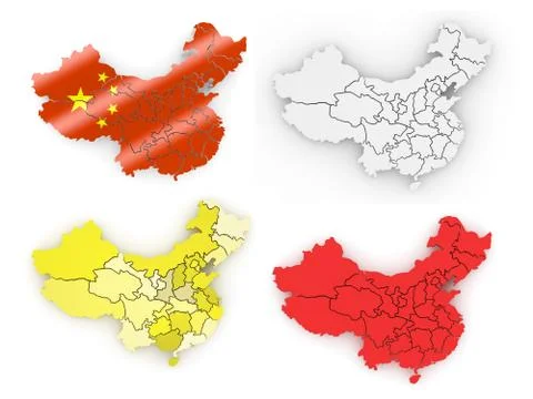 Map of china on white isolated background. 3d 库存插图