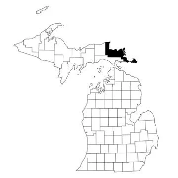Map of Chippewa County in Michigan state on white background. single County.. Stock Illustration