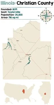 Map of Christian County in Illinois Illustrazione stock