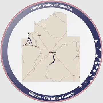 Map of Christian County in Illinois Stock Illustration