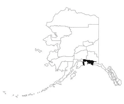 Map of chugach borough in Alaska state on white background. single borough .. Stock Illustration