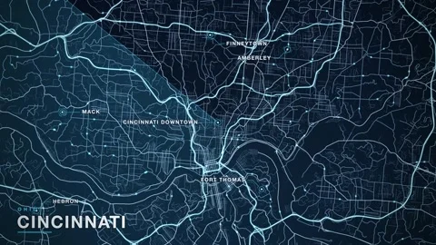Map of Cincinnati Stock Footage 340888862