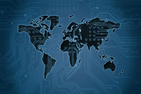 Map on circuit . Stock Photos