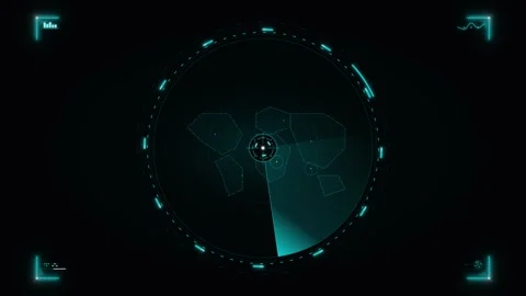 Map on a circular futuristic HUD display with data visualizations and graphs 動画素材 335826687