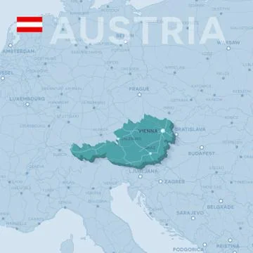 Map of cities and roads in Austria. Stock Illustration