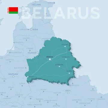 Map of cities and roads in Belarus. Stock Illustration