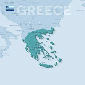 Map of cities and roads in Greece. Stock Illustration