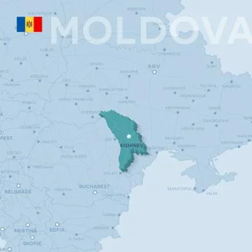 Map of cities and roads in Moldova. Stock Illustration