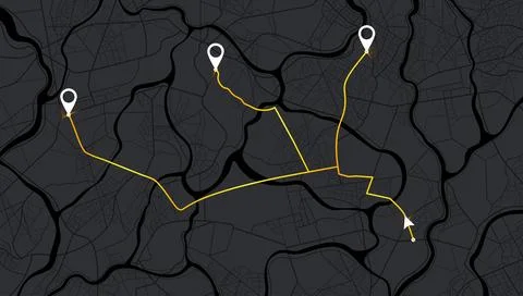 Map city with gps pins. Direction markers for navigation. Street, road, park Stock Illustration