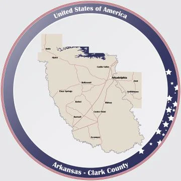Map of Clark County in Arkansas Stock Illustration