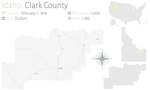 Map of Clark County in Idaho Stock Illustration