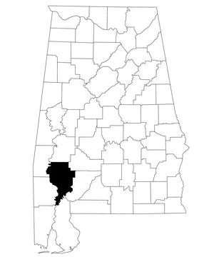 Map of Clarke County in Alabama state on white backround. single County map.. Stock Illustration