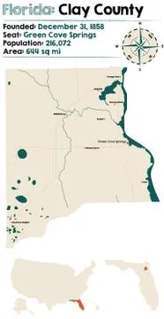 Map of Clay County in Florida Stock Illustration
