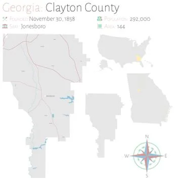 Map of Clayton County in Georgia Stock Illustration